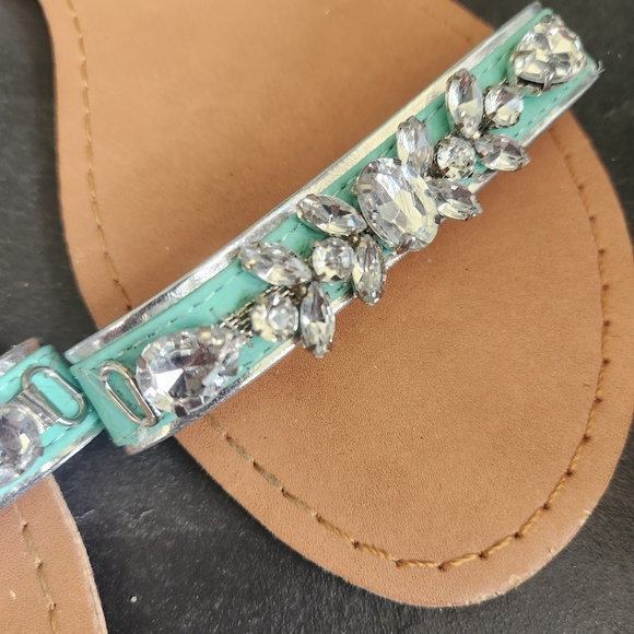 Charles Albert Blue and Silver Sandals with Crystal Embellishments - Picture 2 of 4